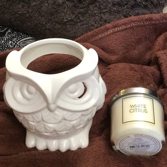 Bath & Body Works Other - Bath and body works owl single wick holder and white citrus candle